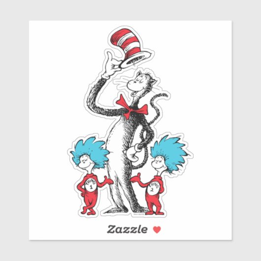 Dr. Seuss | Katze im Hut, Sache eins und Sache zwe Aufkleber (Blatt)