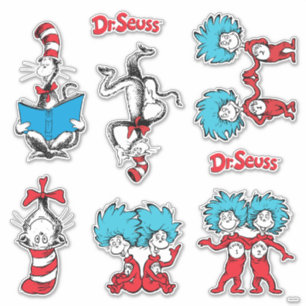 Dr. Seuss   Katze im Hut und Ding Eine Sache Aufkleber