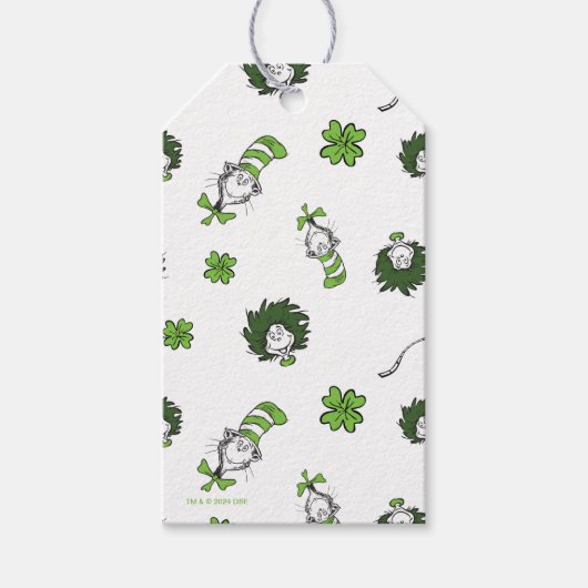 Dr. Seuss | Katze im Hutklemmmuster Geschenkanhänger (Vorderseite)