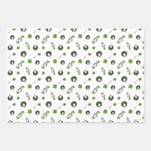 Dr. Seuss | Katze im Hutklemmmuster Geschenkpapier Set (Vorderseite)