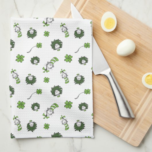 Dr. Seuss | Katze im Hutklemmmuster Geschirrtuch (Viertel Falte)