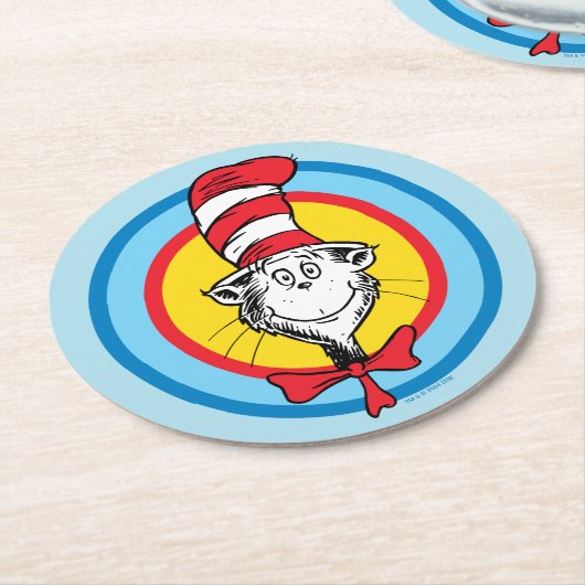 Dr. Seuss | Katze im Hutkopf-Graphic Runder Pappuntersetzer (Angewinkelt)