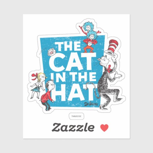 Dr. Seuss | Katze im Hutlogo - Zeichen Aufkleber (Blatt)