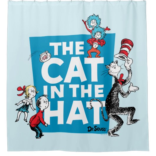 Dr. Seuss | Katze im Hutlogo - Zeichen Duschvorhang (Vorderseite)