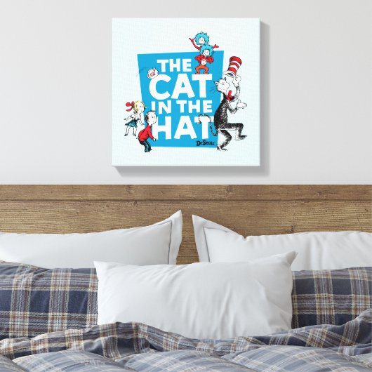 Dr. Seuss | Katze im Hutlogo - Zeichen Leinwanddruck (Insitu (Schlafzimmer))