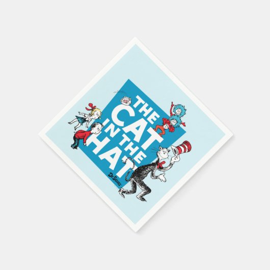 Dr. Seuss | Katze im Hutlogo - Zeichen Serviette (Ecke)
