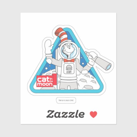 Dr. Seuss | Katze im Weltraum im Mond Aufkleber (Blatt)