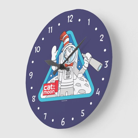Dr. Seuss | Katze im Weltraum im Mond Große Wanduhr (Winkel)