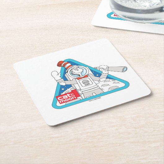 Dr. Seuss | Katze im Weltraum im Mond Rechteckiger Pappuntersetzer (angewinkelt)