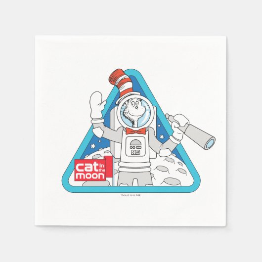 Dr. Seuss | Katze im Weltraum im Mond Serviette (Vorderseite)