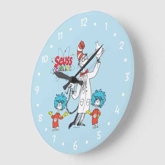 Dr. Seuss | Katze in der Hat Seuss Science Große Wanduhr (Winkel)