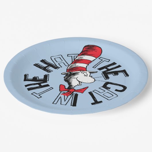 Dr. Seuss | Katze in der Hutrunde Art Pappteller (Schrägansicht)