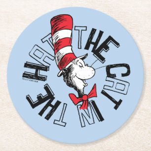 Dr. Seuss Katze in der Hutrunde Art Runder Pappuntersetzer