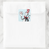 Dr. Seuss | Katze in Hut und Krinklebine Quadratischer Aufkleber (Tasche)