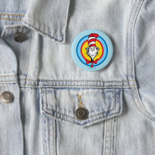 Dr. Seuss Katze mit Hut Kopf Grafik Button
