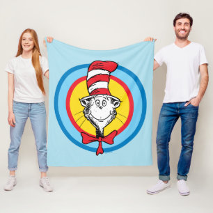 Dr. Seuss Katze mit Hut Kopf Grafik Fleecedecke