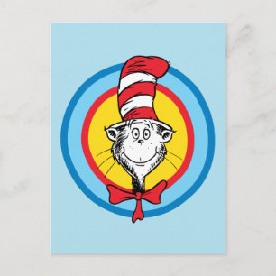 Dr. Seuss Katze mit Hut Kopf Grafik Postkarte