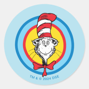 Dr. Seuss Katze mit Hut Kopf Grafik Runder Aufkleber