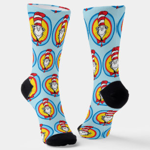 Dr. Seuss Katze mit Hut Kopf Grafik Socken