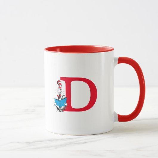 Dr. Seuss Katze mit Hut - Lesemonogramm D Tasse (Rechts)