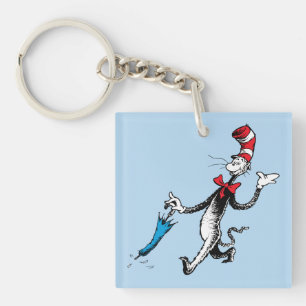 Dr. Seuss Katze mit Hut Regenschirm Spaziergang Schlüsselanhänger