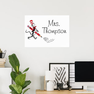 Dr. Seuss Katze mit Hut Schriftzug Poster