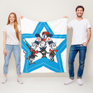 Dr. Seuss   Little Cats USA Hats Graphic Fleecedecke