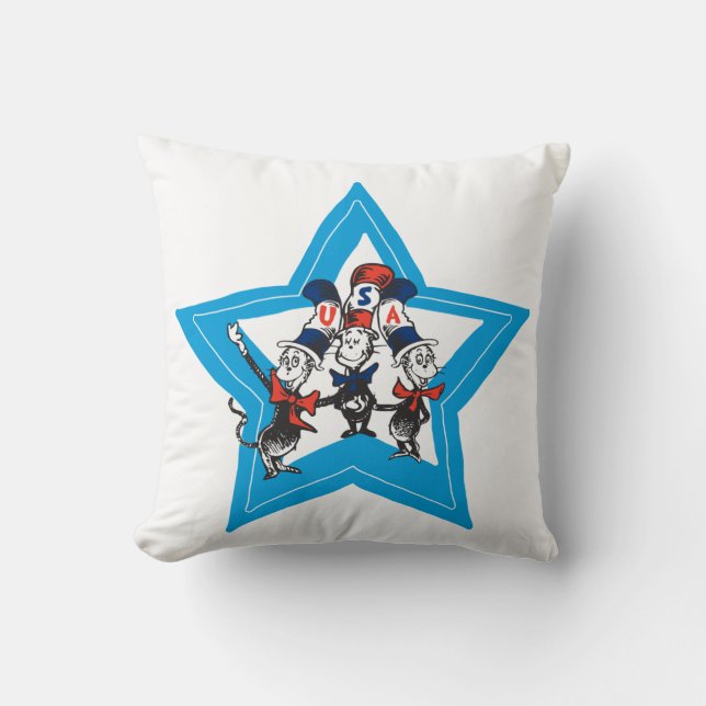 Dr. Seuss | Little Cats USA Hats Graphic Kissen (Vorderseite)