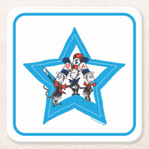 Dr. Seuss   Little Cats USA Hats Graphic Rechteckiger Pappuntersetzer