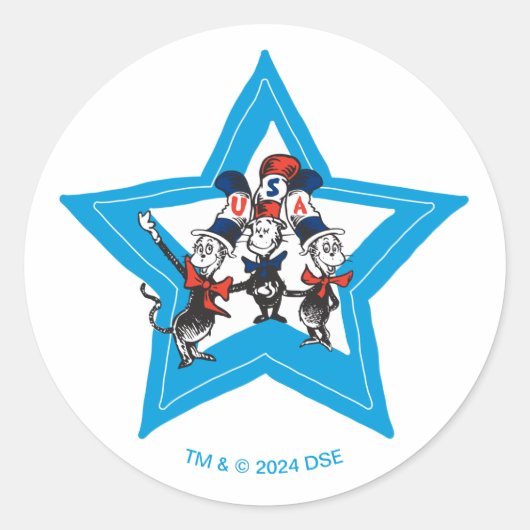 Dr. Seuss | Little Cats USA Hats Graphic Runder Aufkleber (Vorderseite)