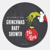 Dr. Seuss | Oh Boy Grinch Baby Showdusche Runder Aufkleber (Vorderseite)