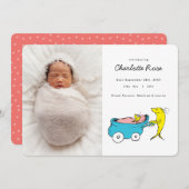 Dr. Seuss | One Fish - Girl Birth Ankündigung (Vorne/Hinten)