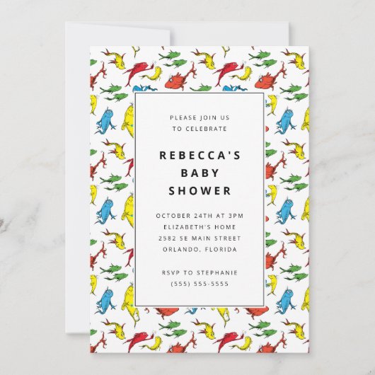 Dr. Seuss - One Fish, Two Fish | Baby Shower Einladung (Vorderseite)