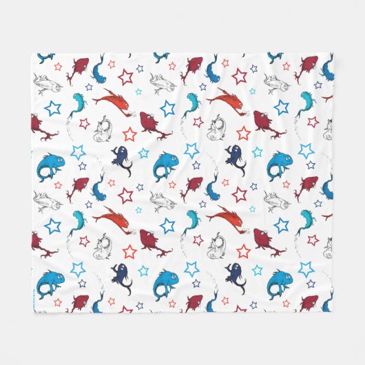 Dr. Seuss | One Fish Two Fish Star Muster Fleecedecke (Vorderseite (Horizontal))