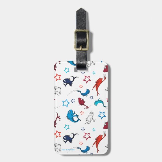 Dr. Seuss | One Fish Two Fish Star Muster Gepäckanhänger (Vorderseite vertikal)