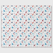 Dr. Seuss | One Fish Two Fish Star Muster Geschenkpapier (Flach)