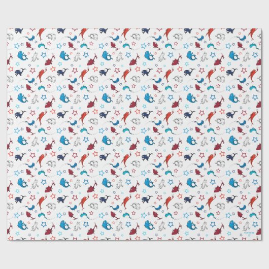 Dr. Seuss | One Fish Two Fish Star Muster Geschenkpapier (Flach)