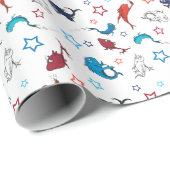 Dr. Seuss | One Fish Two Fish Star Muster Geschenkpapier (Rolleneckpunkt)