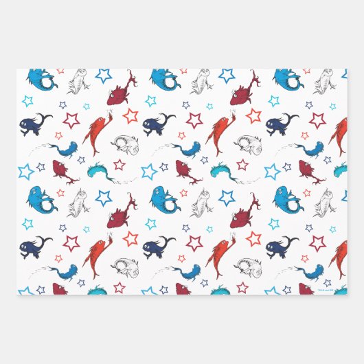 Dr. Seuss | One Fish Two Fish Star Muster Geschenkpapier Set (Vorderseite 2)