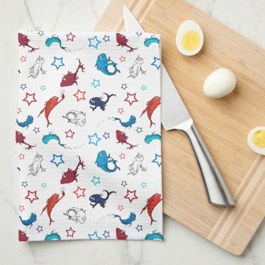 Dr. Seuss | One Fish Two Fish Star Muster Geschirrtuch (Viertel Falte)