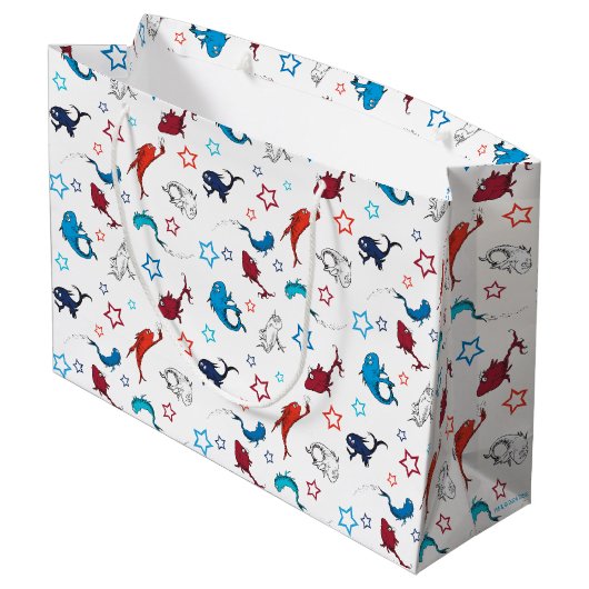 Dr. Seuss | One Fish Two Fish Star Muster Große Geschenktüte (Rückseite Schrägansicht)