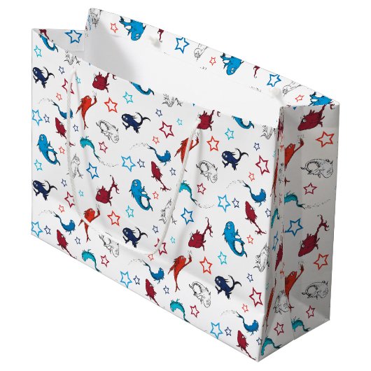 Dr. Seuss | One Fish Two Fish Star Muster Große Geschenktüte (Vorderseite Schrägansicht)
