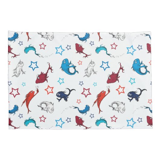 Dr. Seuss | One Fish Two Fish Star Muster Kissenbezug (Rückseite-Rechts)