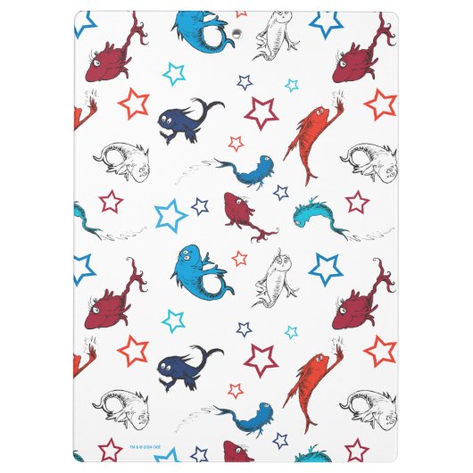 Dr. Seuss | One Fish Two Fish Star Muster Klemmbrett (Rückseite)