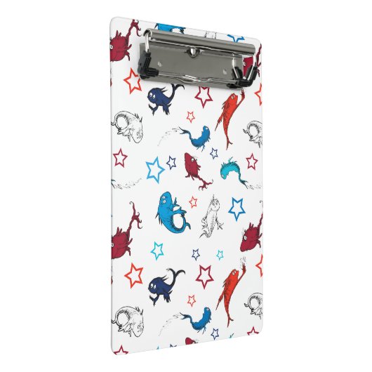 Dr. Seuss | One Fish Two Fish Star Muster Mini Klemmbrett (Schrägansicht)