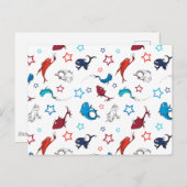 Dr. Seuss | One Fish Two Fish Star Muster Postkarte (Vorne/Hinten)