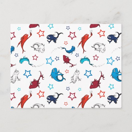 Dr. Seuss | One Fish Two Fish Star Muster Postkarte (Vorderseite)