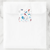 Dr. Seuss | One Fish Two Fish Star Muster Quadratischer Aufkleber (Tasche)