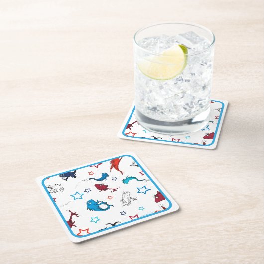 Dr. Seuss | One Fish Two Fish Star Muster Rechteckiger Pappuntersetzer (Vor Ort)