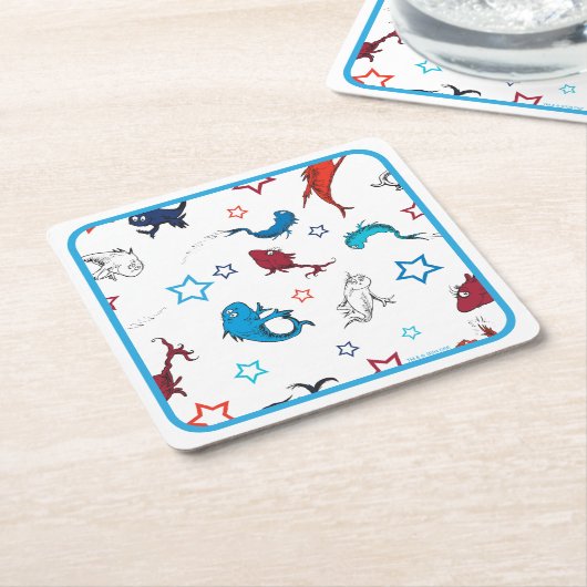 Dr. Seuss | One Fish Two Fish Star Muster Rechteckiger Pappuntersetzer (angewinkelt)